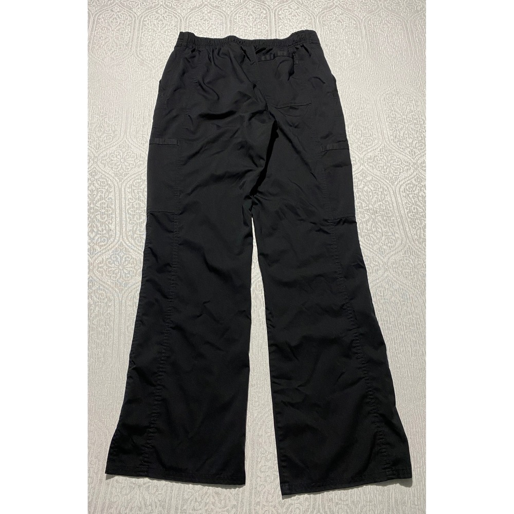 Cherokee Workwear WW120 Black Cargo Scrub Pants Womens S Flare Leg Drawstring